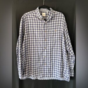 Rowm men's blue Gingham long-sleeve cotton blend button-down shirt withSz XL